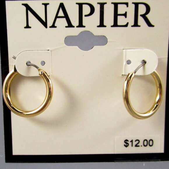 NAPIER Classic Shiny Gold Small Huggie Hoop Earrings**NEW! - Picture 1 of 2